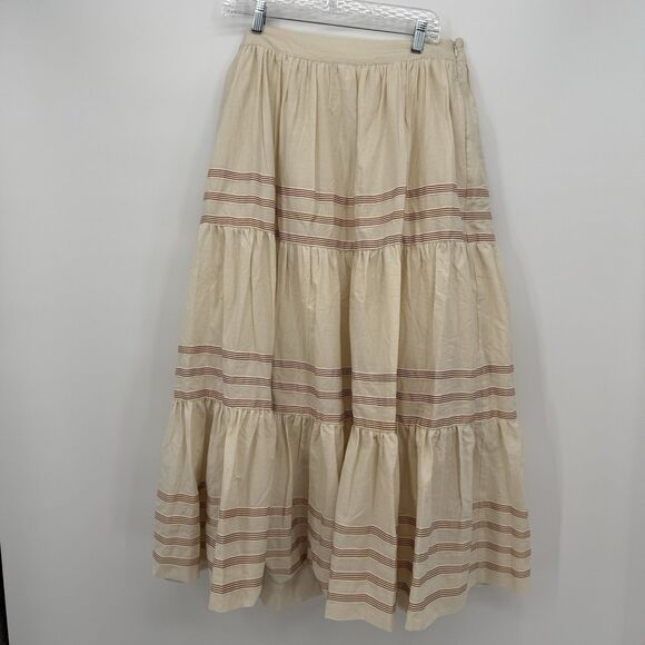 Loeffler Randall Romily Cotton Cream Tiered Skirt Midi Size Large - Picture 1 of 12